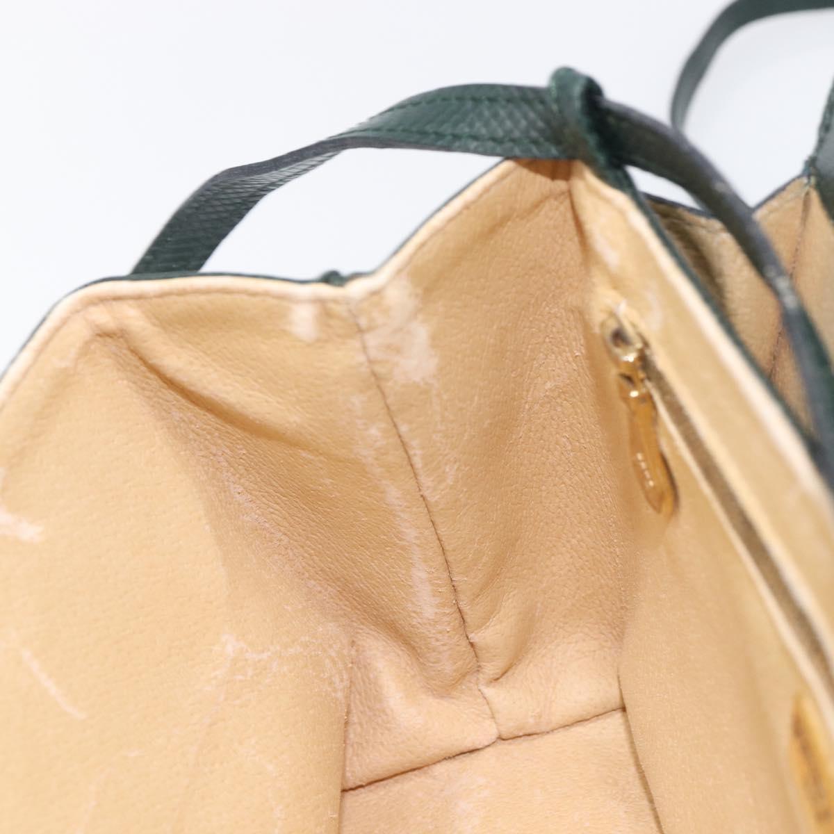 Bottega Veneta Marco Polo Shoulder Bag Leather Green Gold Auth BA16706