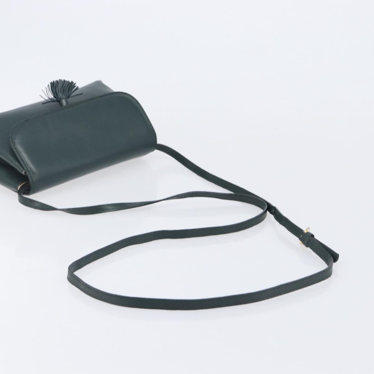 Bottega Veneta Marco Polo Shoulder Bag Leather Green Gold Auth BA16706