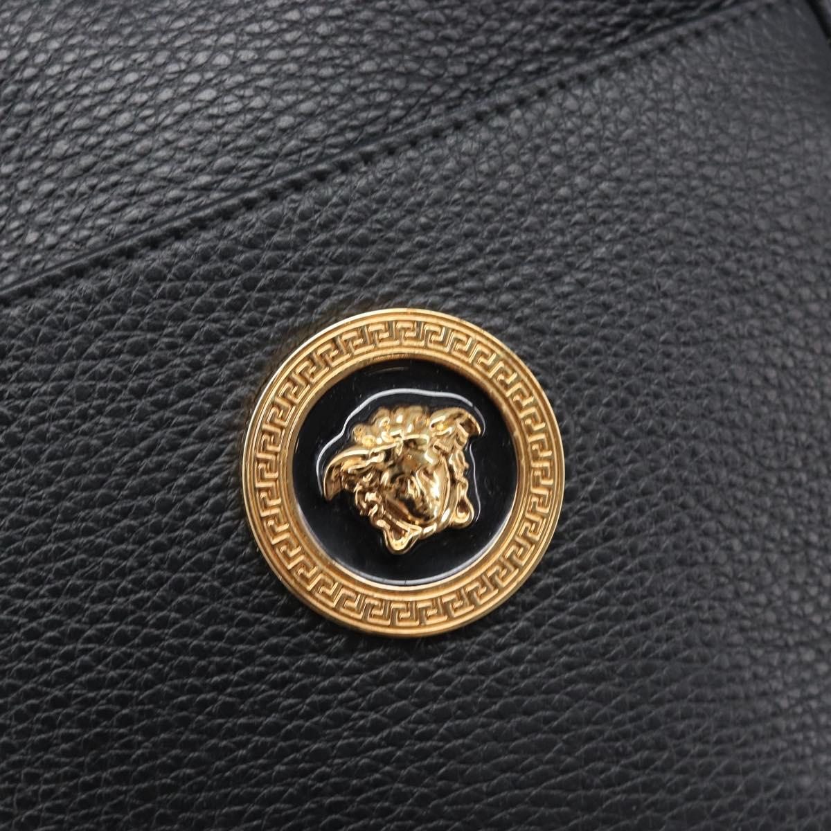 VERSACE Shoulder Bag Leather Black Gold Auth BA16708A