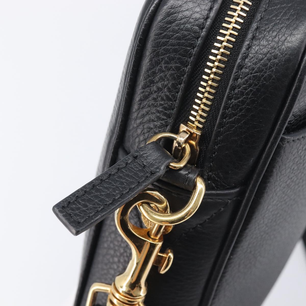 VERSACE Shoulder Bag Leather Black Gold Auth BA16708A