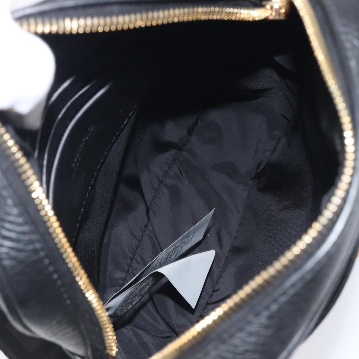 VERSACE Shoulder Bag Leather Black Gold Auth BA16708A
