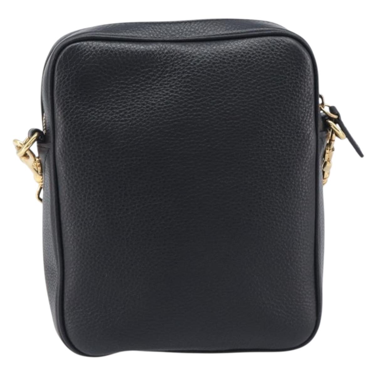 VERSACE Shoulder Bag Leather Black Gold Auth BA16708A