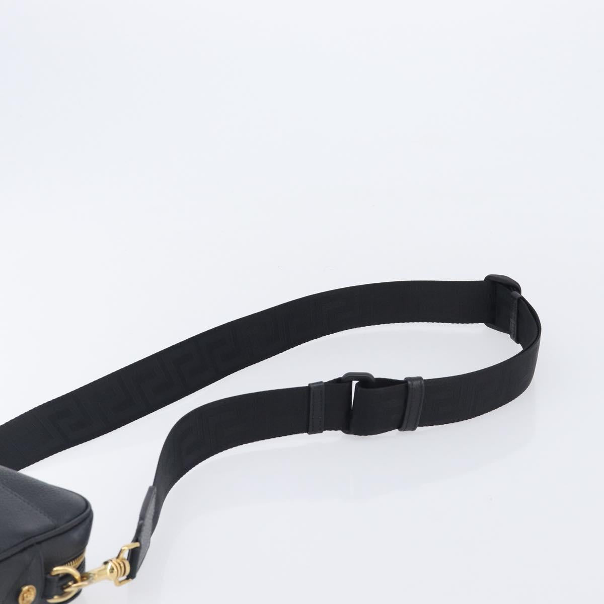 VERSACE Shoulder Bag Leather Black Gold Auth BA16708A