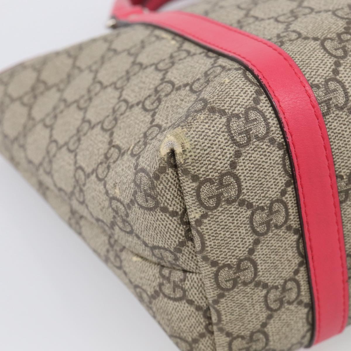 GUCCI GG Supreme Hand Bag PVC Beige Silver 297557 Auth BA16709