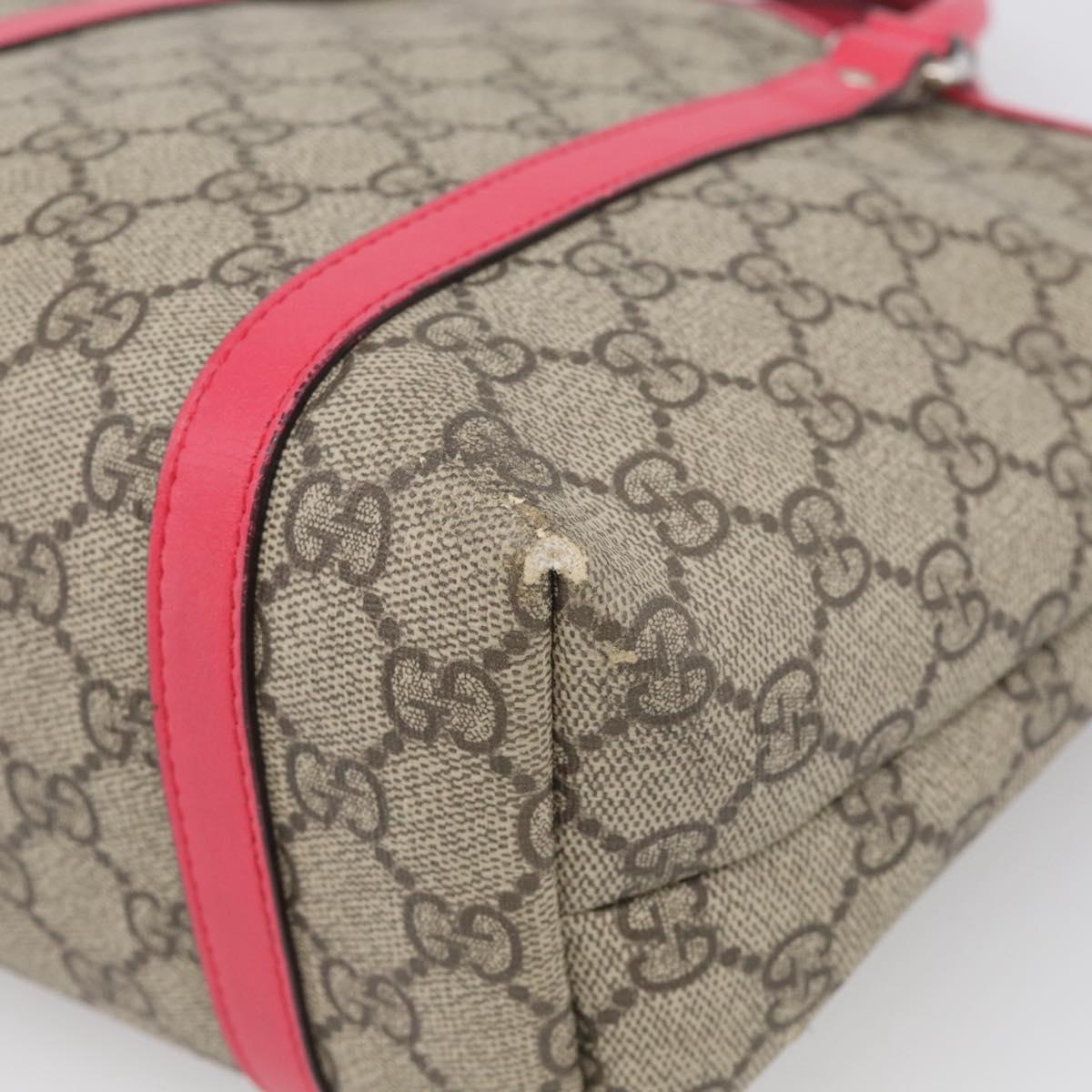 GUCCI GG Supreme Hand Bag PVC Beige Silver 297557 Auth BA16709