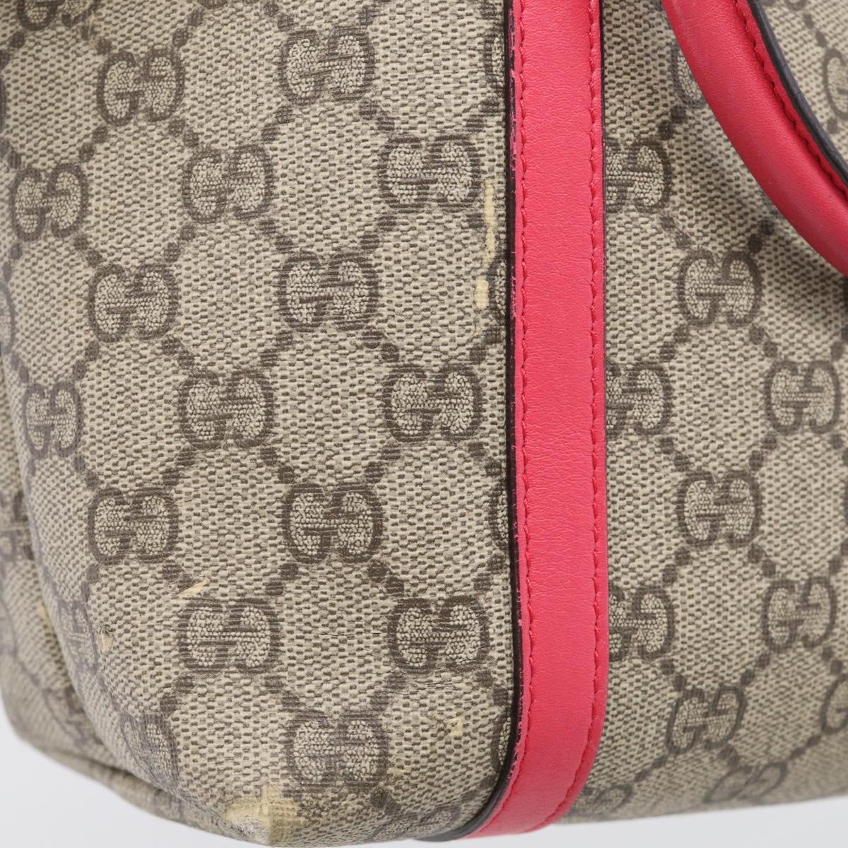 GUCCI GG Supreme Hand Bag PVC Beige Silver 297557 Auth BA16709