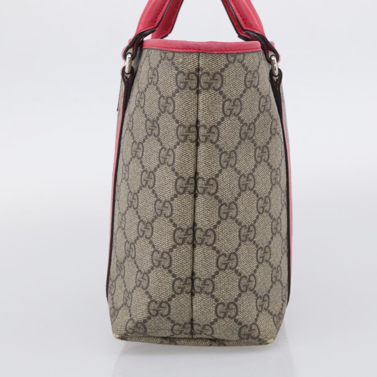 GUCCI GG Supreme Hand Bag PVC Beige Silver 297557 Auth BA16709