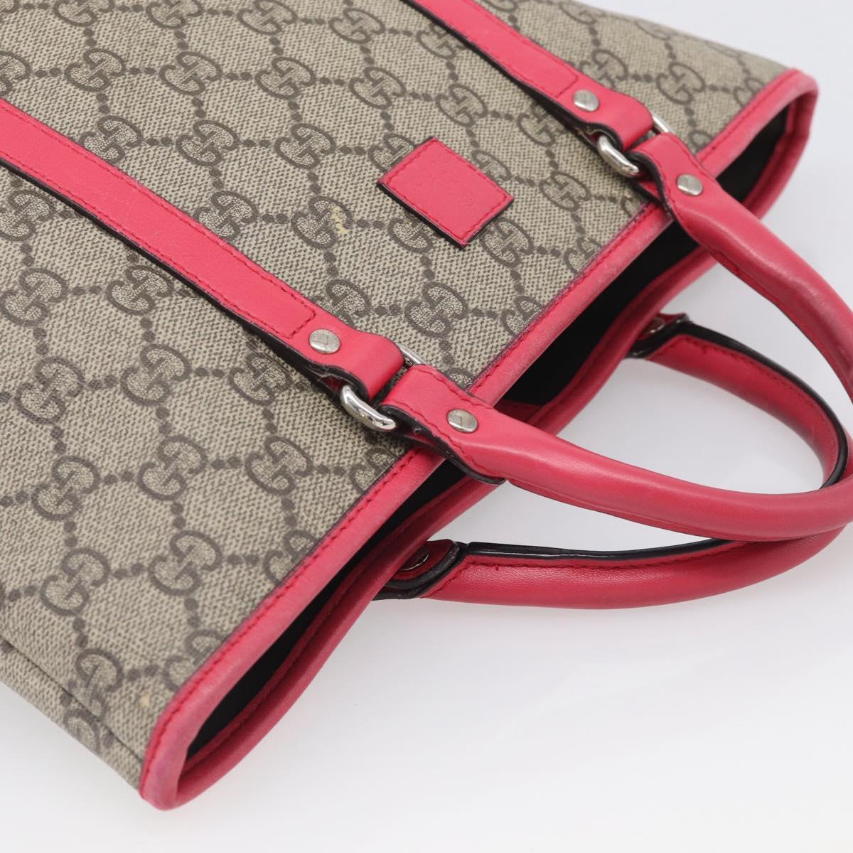 GUCCI GG Supreme Hand Bag PVC Beige Silver 297557 Auth BA16709