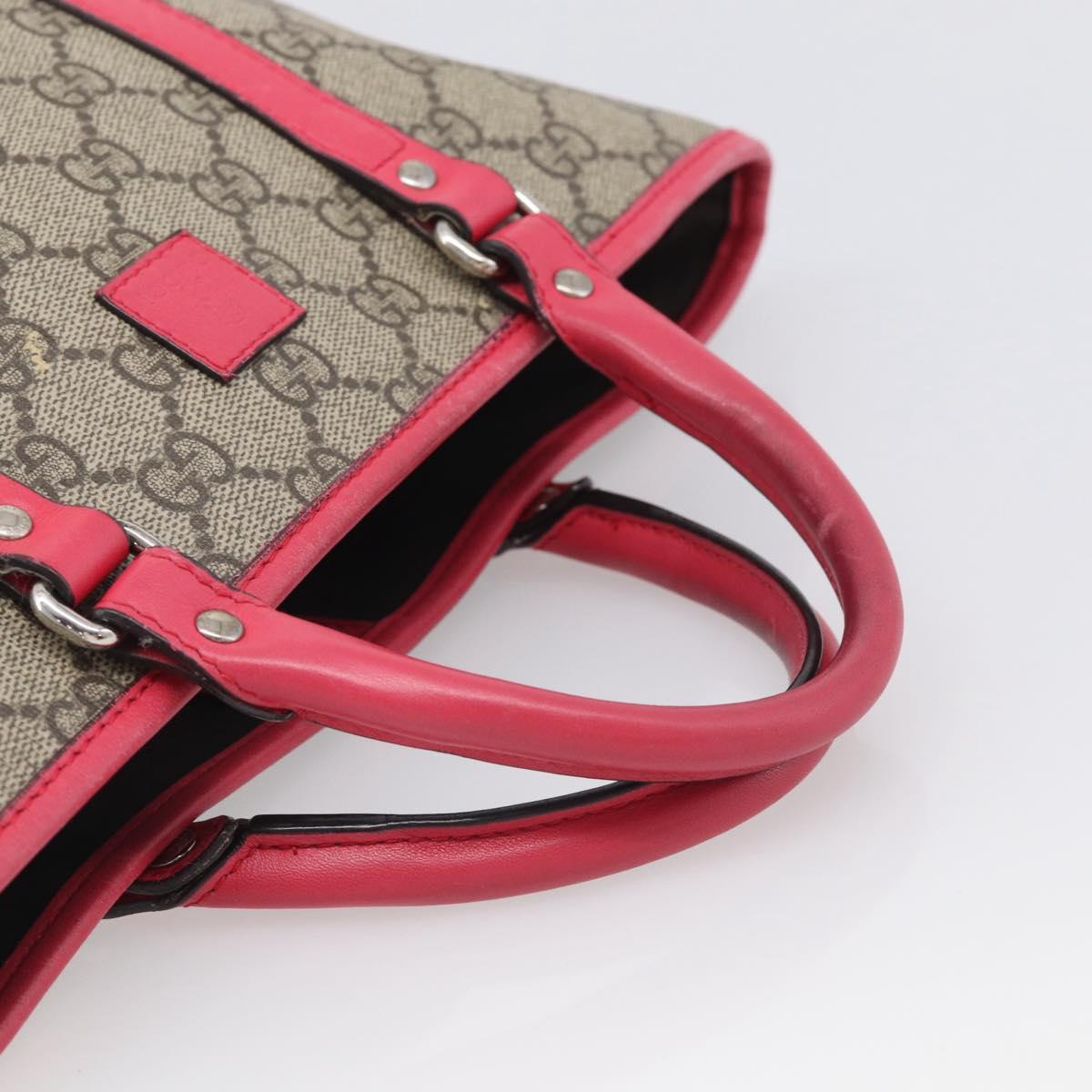 GUCCI GG Supreme Hand Bag PVC Beige Silver 297557 Auth BA16709