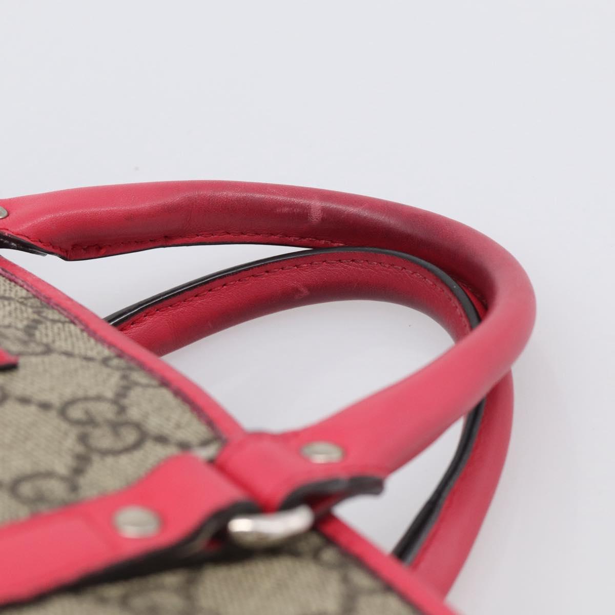 GUCCI GG Supreme Hand Bag PVC Beige Silver 297557 Auth BA16709