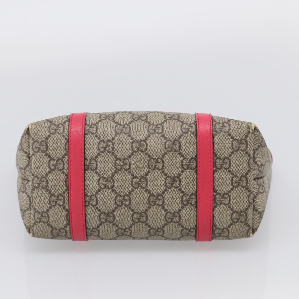 GUCCI GG Supreme Hand Bag PVC Beige Silver 297557 Auth BA16709