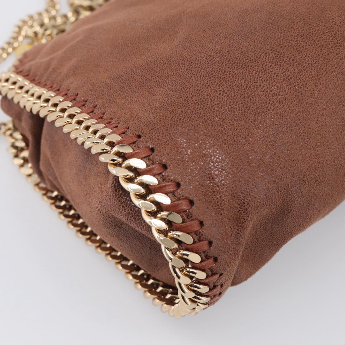 Stella McCartney Falabella Chain Bag Polyester Brown Gold 371223 Auth BA16710A