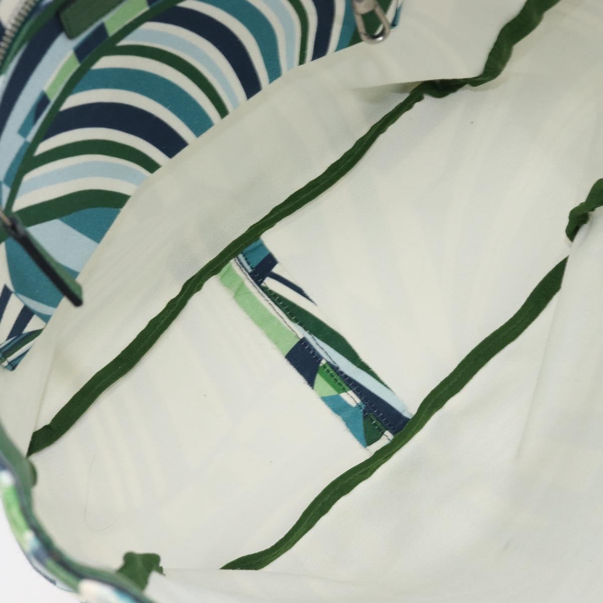 Salvatore Ferragamo Tote Bag Canvas Green Silver Auth BA16713A