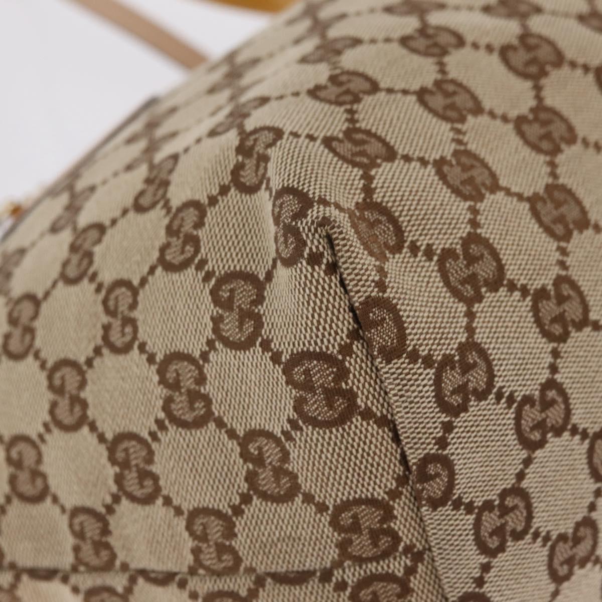 GUCCI GG Canvas Tote Bag Beige Gold 211976 Auth BA16715A