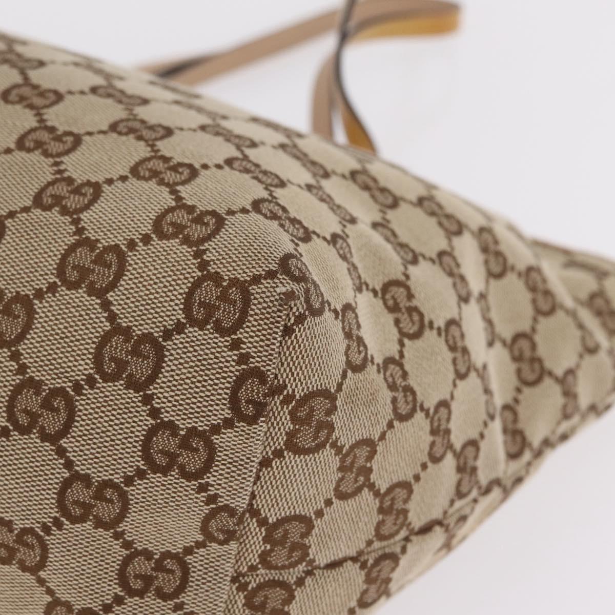 GUCCI GG Canvas Tote Bag Beige Gold 211976 Auth BA16715A