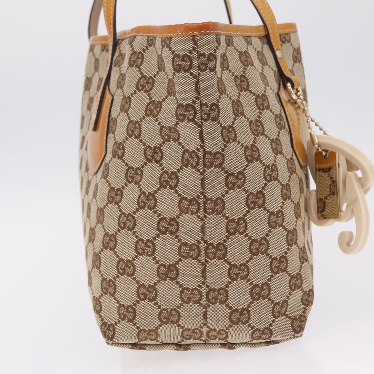 GUCCI GG Canvas Tote Bag Beige Gold 211976 Auth BA16715A