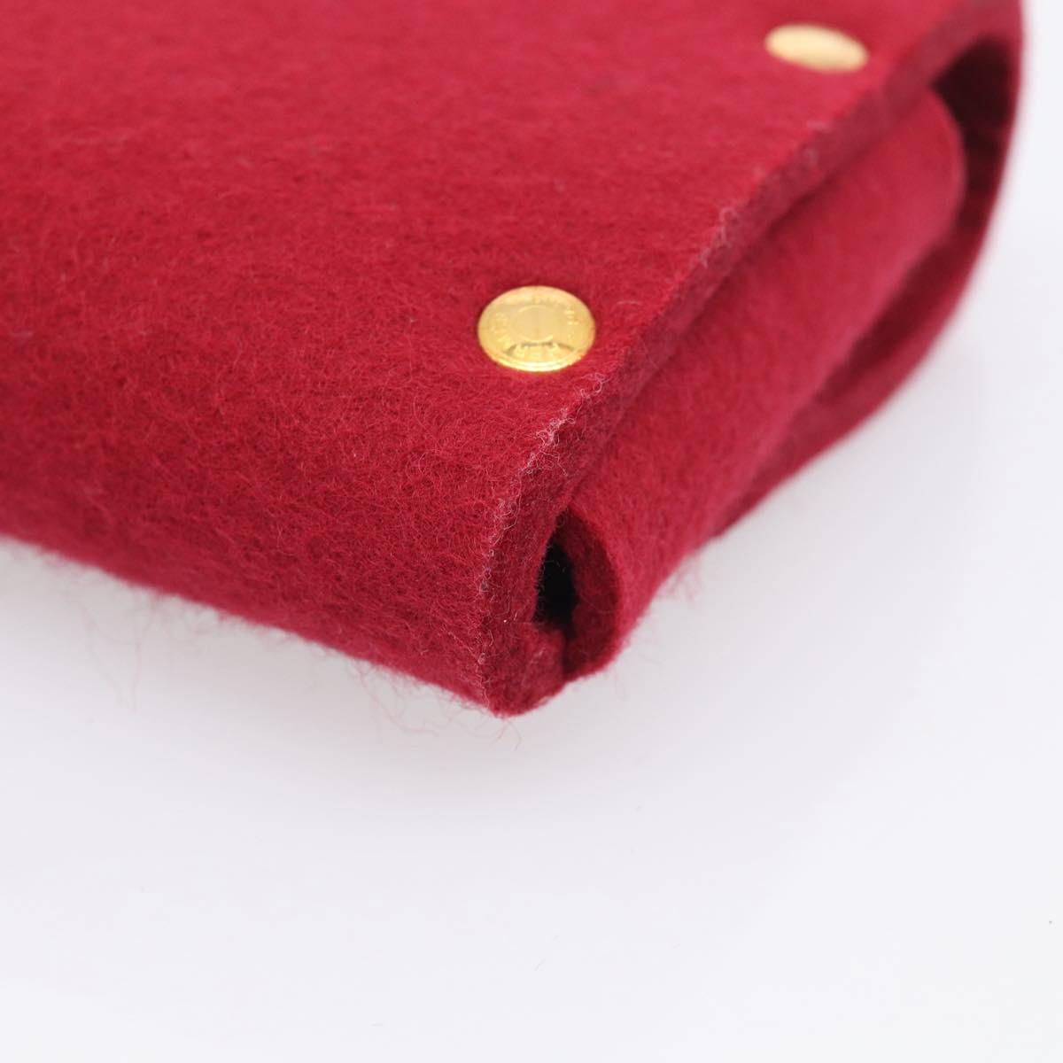 HERMES Etui Cult GM Card Case Felt Bordeaux Gold Auth BA16716M