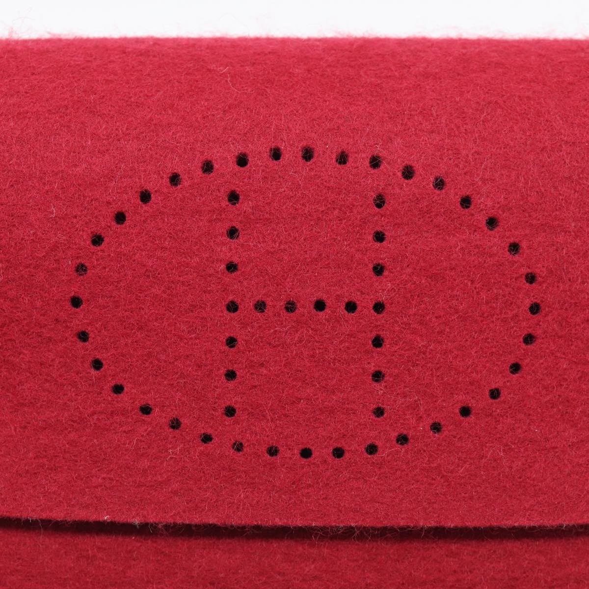 HERMES Etui Cult GM Card Case Felt Bordeaux Gold Auth BA16716M