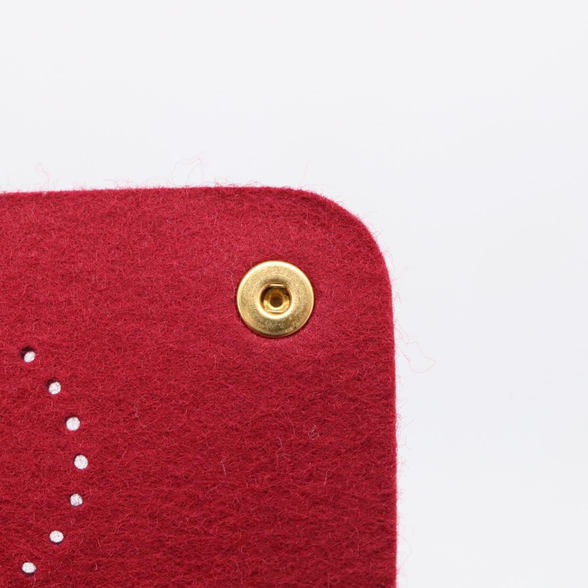 HERMES Etui Cult GM Card Case Felt Bordeaux Gold Auth BA16716M