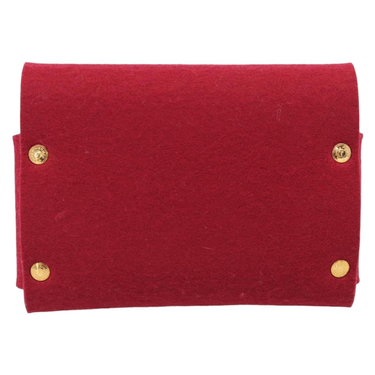 HERMES Etui Cult GM Card Case Felt Bordeaux Gold Auth BA16716M