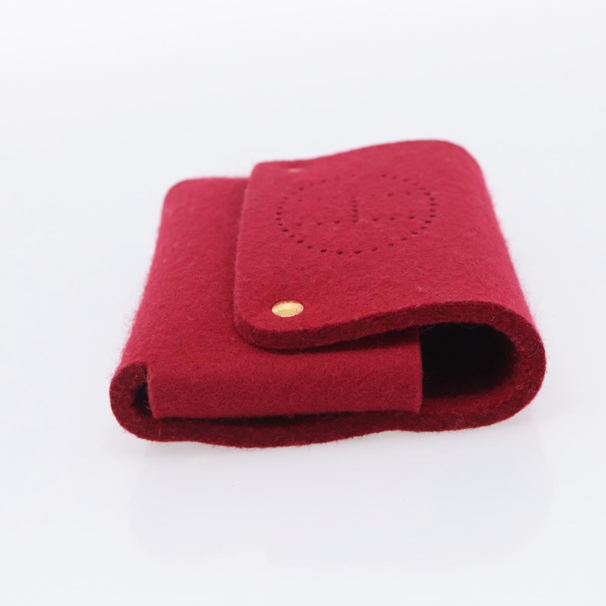 HERMES Etui Cult GM Card Case Felt Bordeaux Gold Auth BA16716M