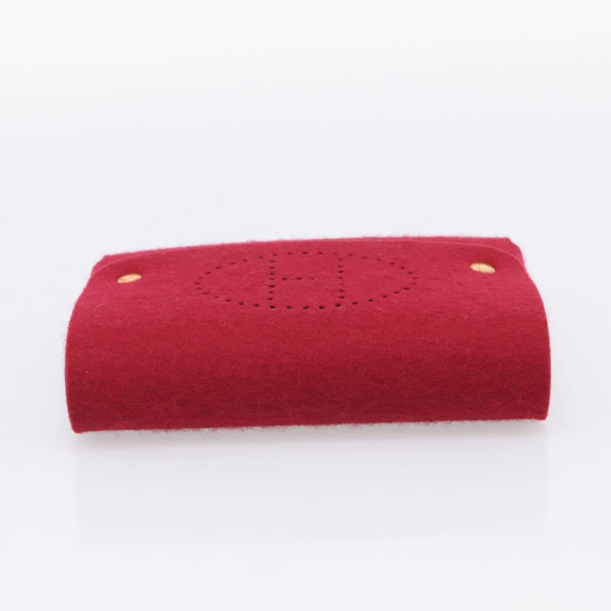 HERMES Etui Cult GM Card Case Felt Bordeaux Gold Auth BA16716M