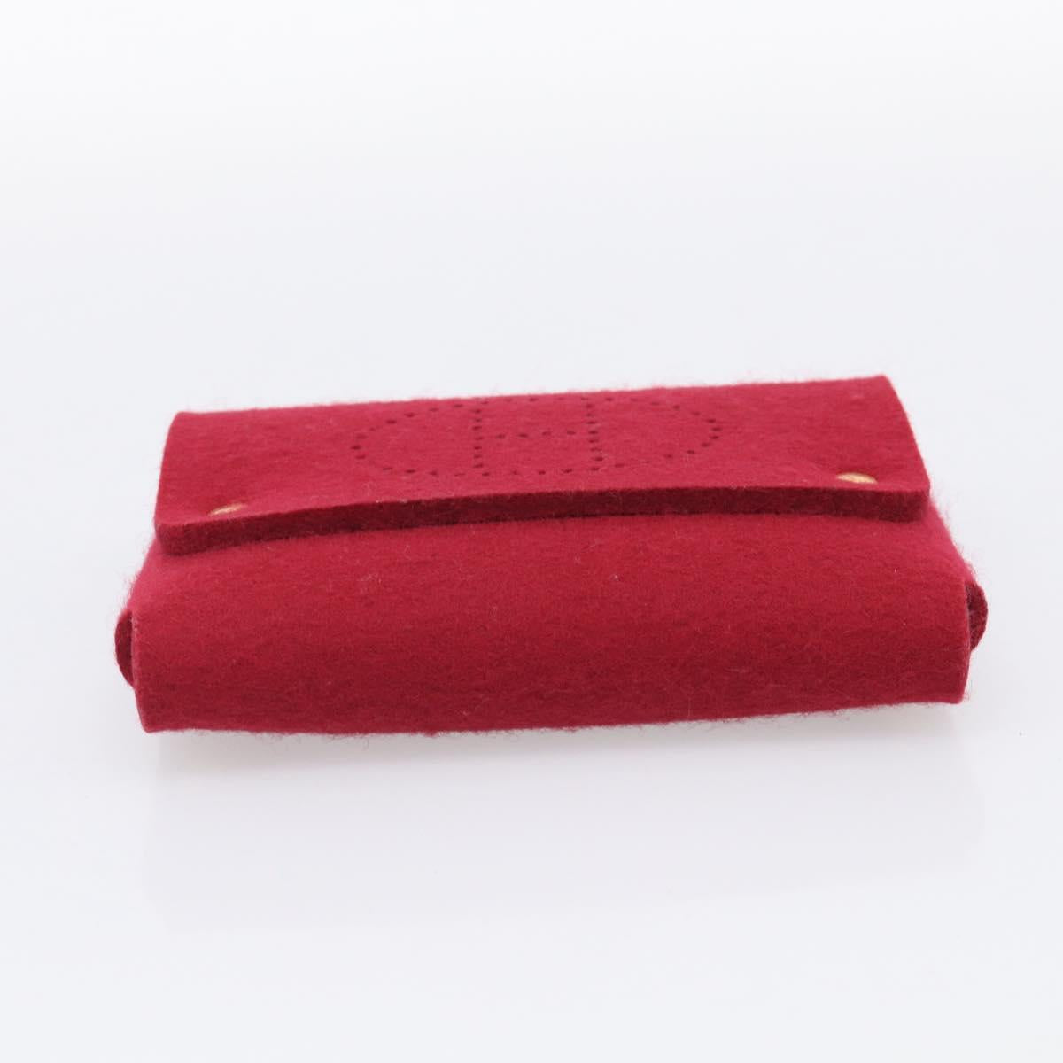 HERMES Etui Cult GM Card Case Felt Bordeaux Gold Auth BA16716M