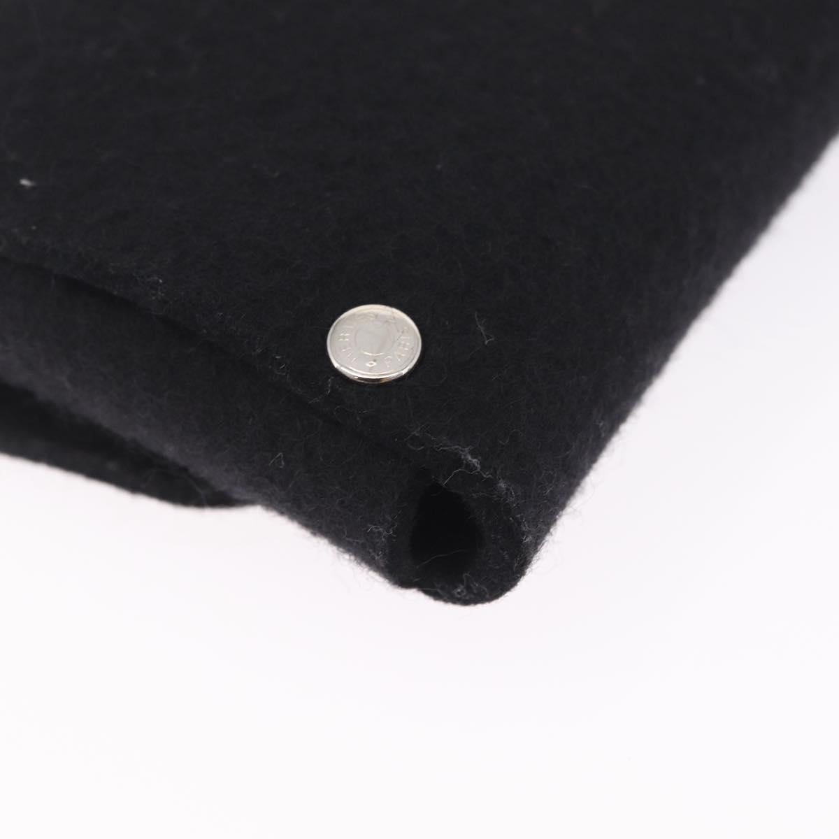 HERMES Etui Cult GM Card Case Felt Black Silver Auth BA16718M
