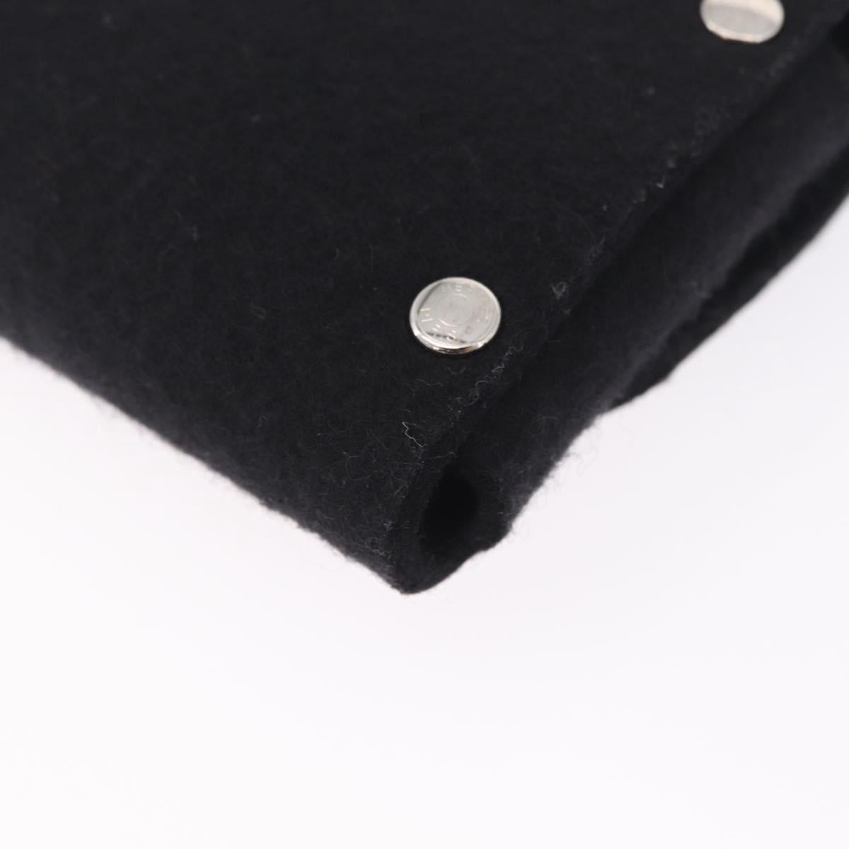 HERMES Etui Cult GM Card Case Felt Black Silver Auth BA16718M