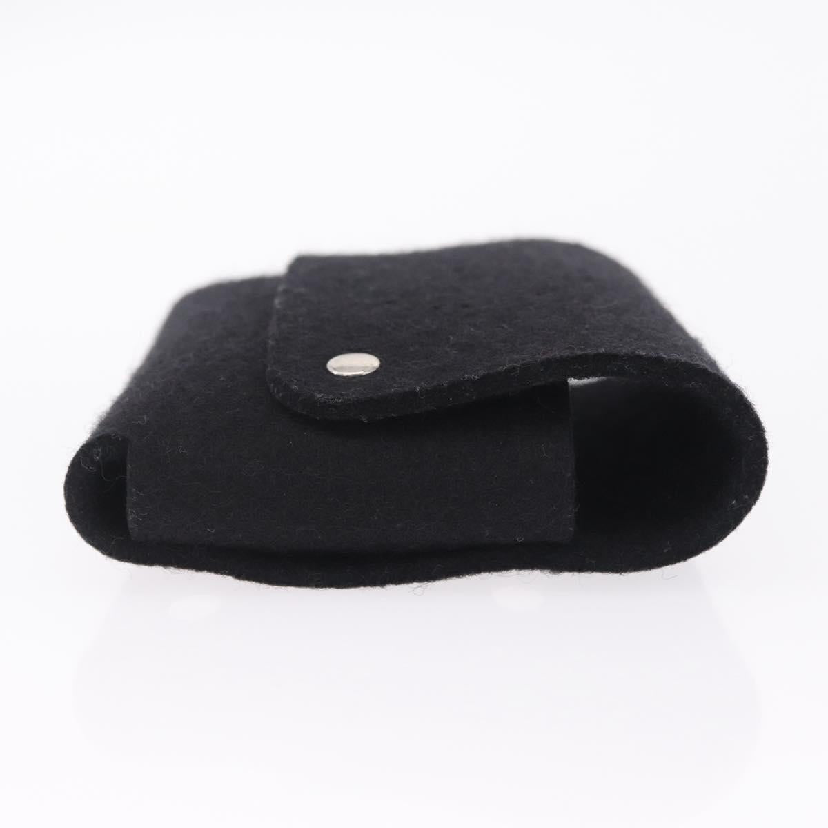 HERMES Etui Cult GM Card Case Felt Black Silver Auth BA16718M