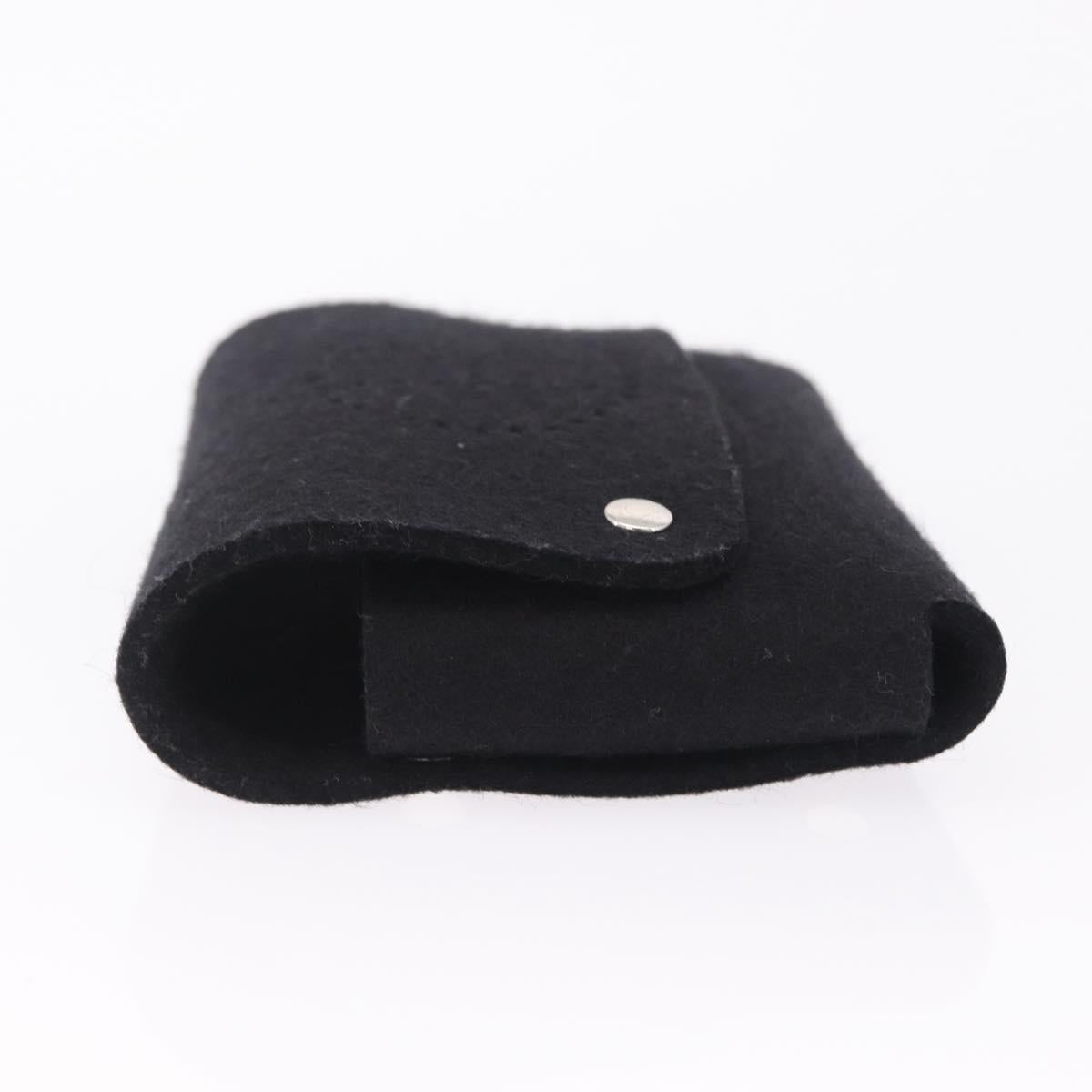 HERMES Etui Cult GM Card Case Felt Black Silver Auth BA16718M