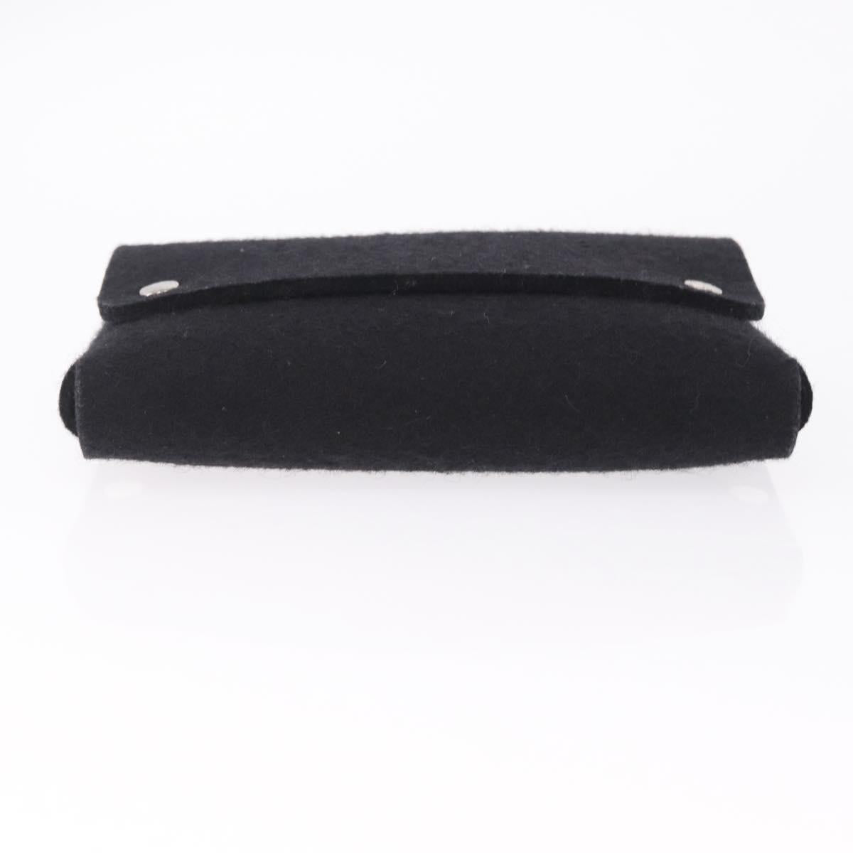 HERMES Etui Cult GM Card Case Felt Black Silver Auth BA16718M