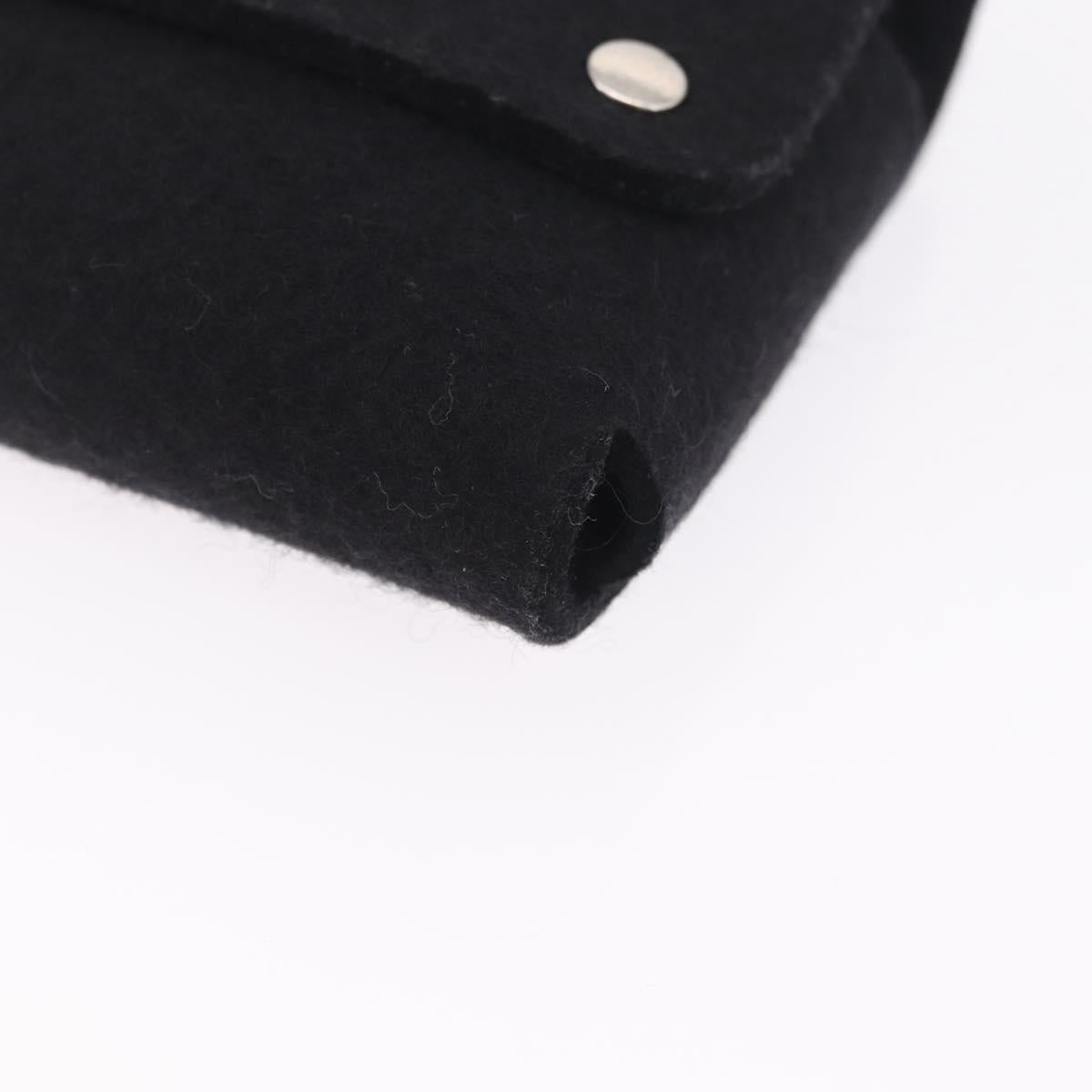 HERMES Etui Cult GM Card Case Felt Black Silver Auth BA16718M