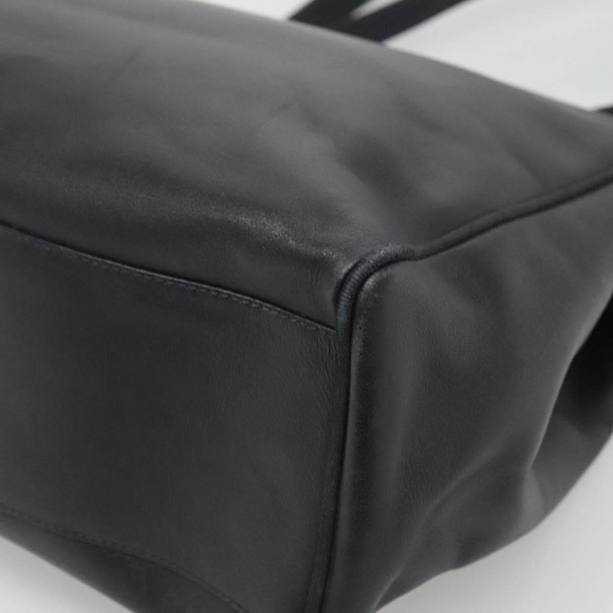 Salvatore Ferragamo Vala Tote Bag Leather Black Gold Auth BA1672