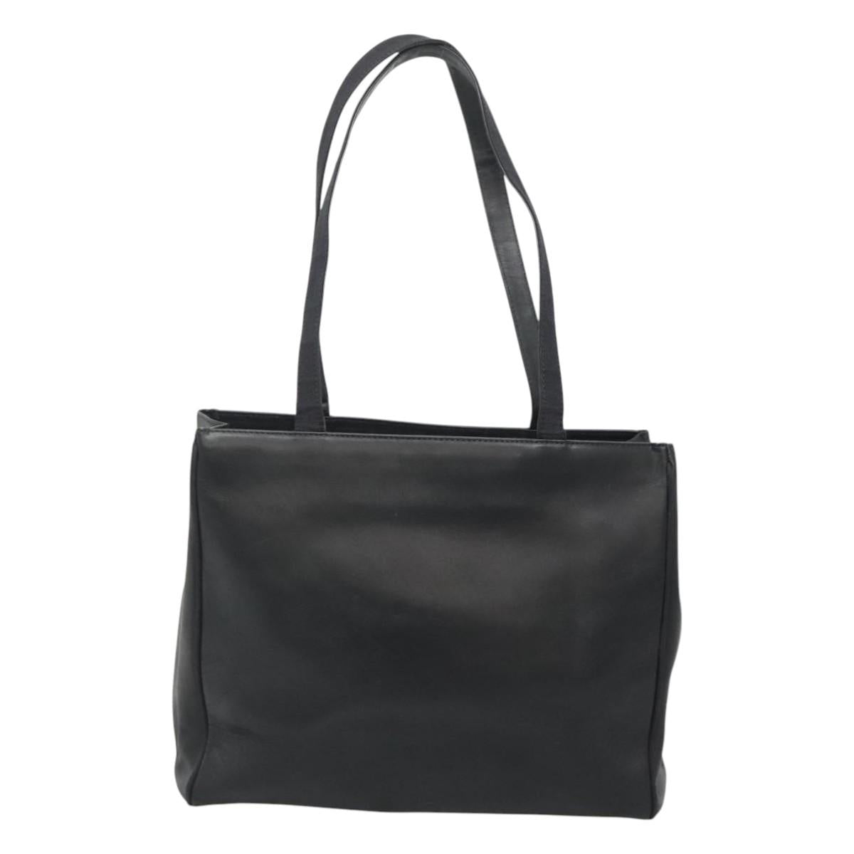 Salvatore Ferragamo Vala Tote Bag Leather Black Gold Auth BA1672