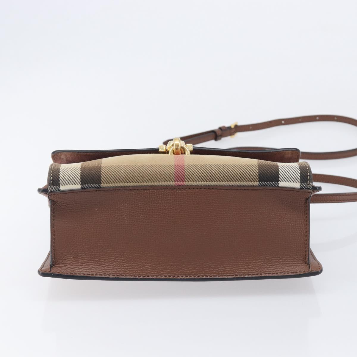 BURBERRY Nova Check Shoulder Bag Canvas Beige Gold Auth BA16725A