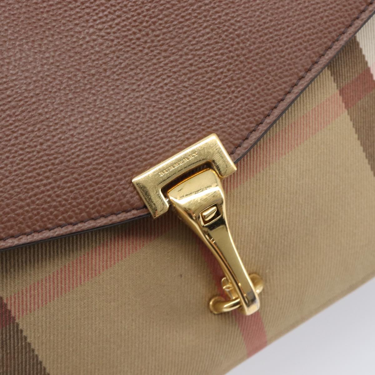 BURBERRY Nova Check Shoulder Bag Canvas Beige Gold Auth BA16725A
