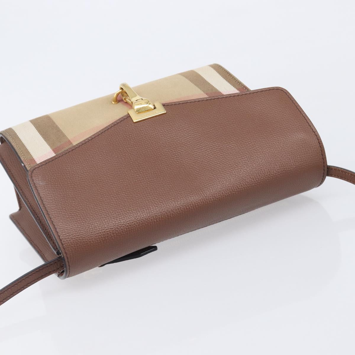 BURBERRY Nova Check Shoulder Bag Canvas Beige Gold Auth BA16725A