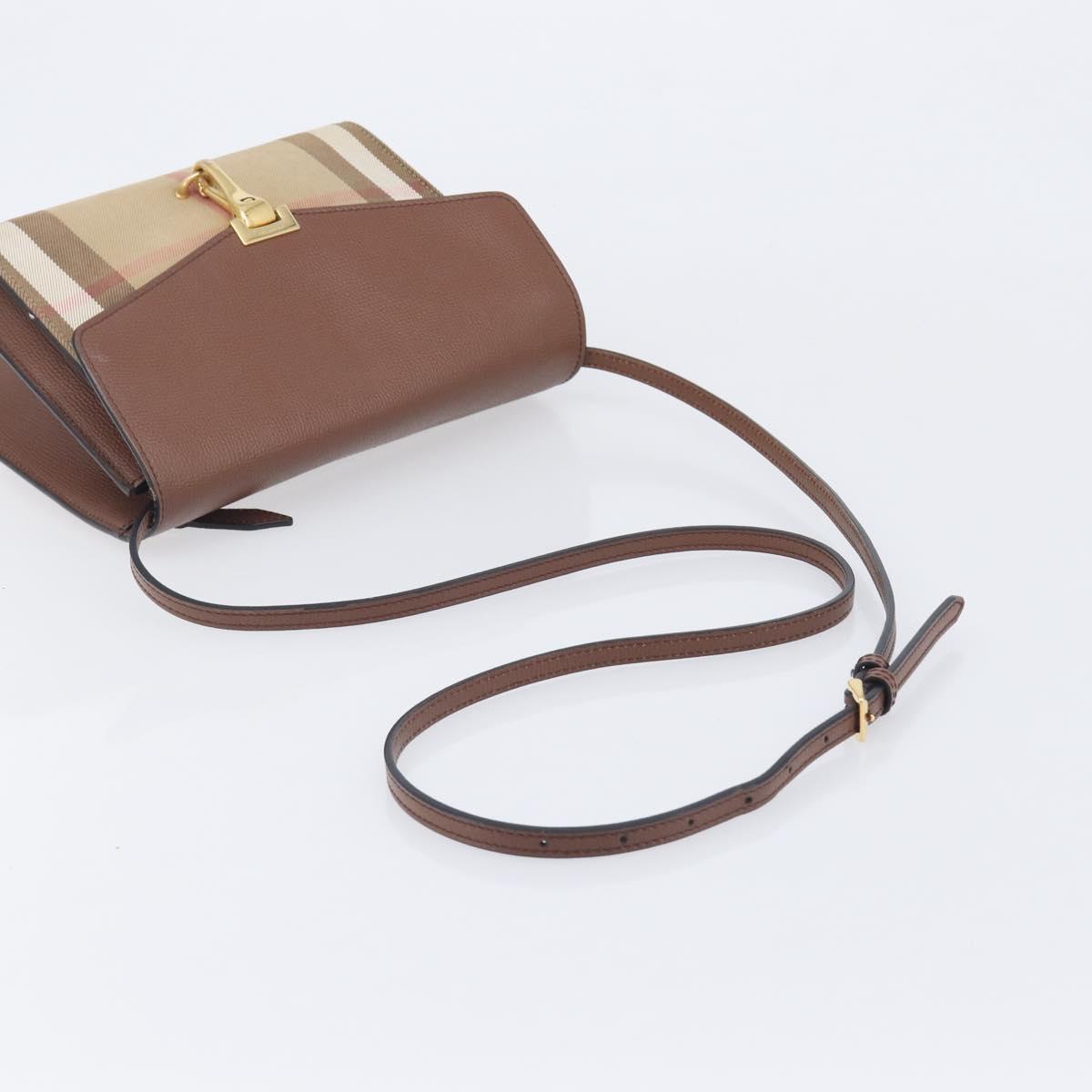 BURBERRY Nova Check Shoulder Bag Canvas Beige Gold Auth BA16725A