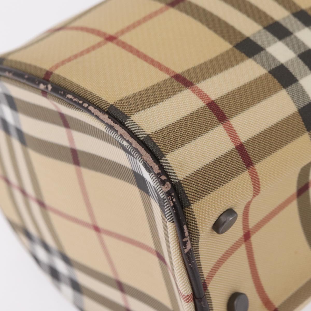 BURBERRY Nova Check Hand Bag PVC Beige Auth BA16734