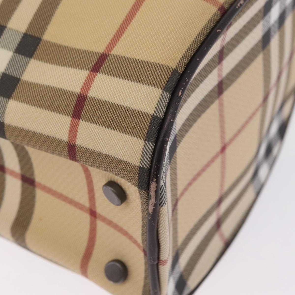 BURBERRY Nova Check Hand Bag PVC Beige Auth BA16734