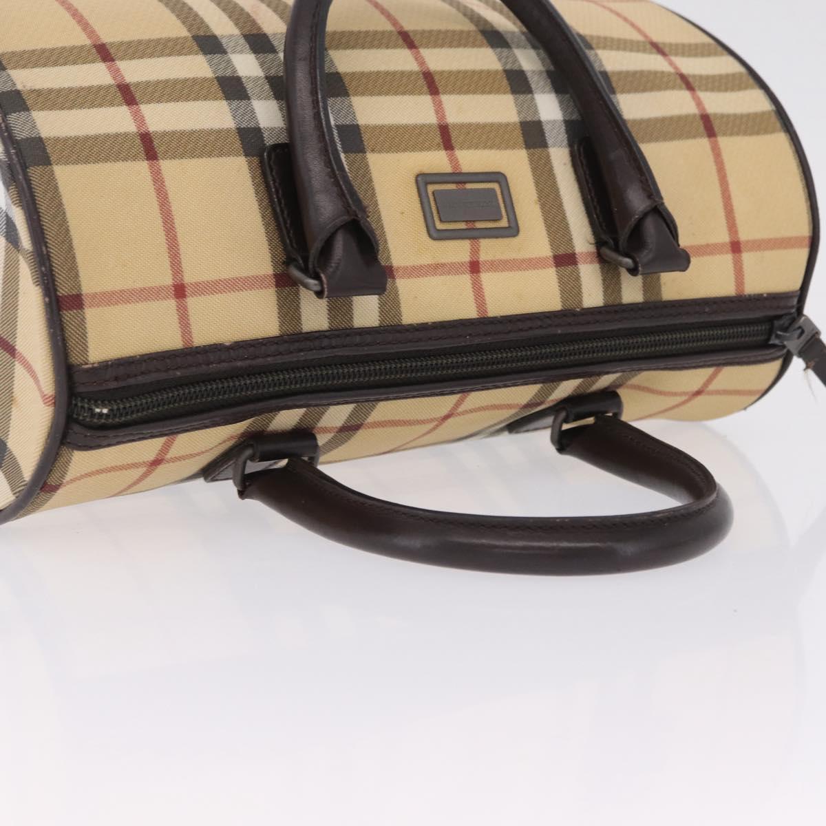 BURBERRY Nova Check Hand Bag PVC Beige Auth BA16734
