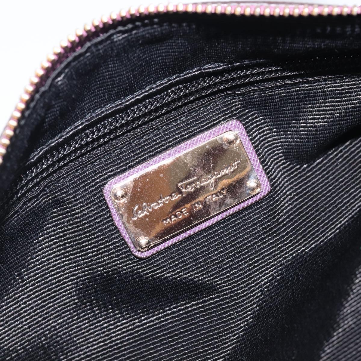 Salvatore Ferragamo Vala Hand Bag Nylon Purple Gold Auth BA16735A