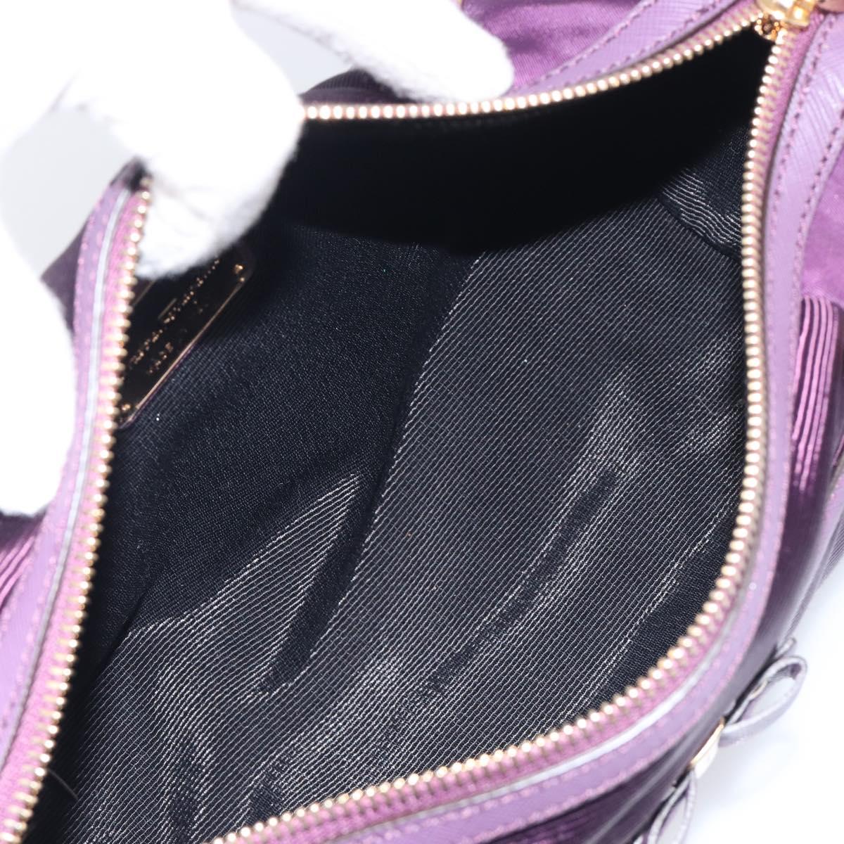 Salvatore Ferragamo Vala Hand Bag Nylon Purple Gold Auth BA16735A