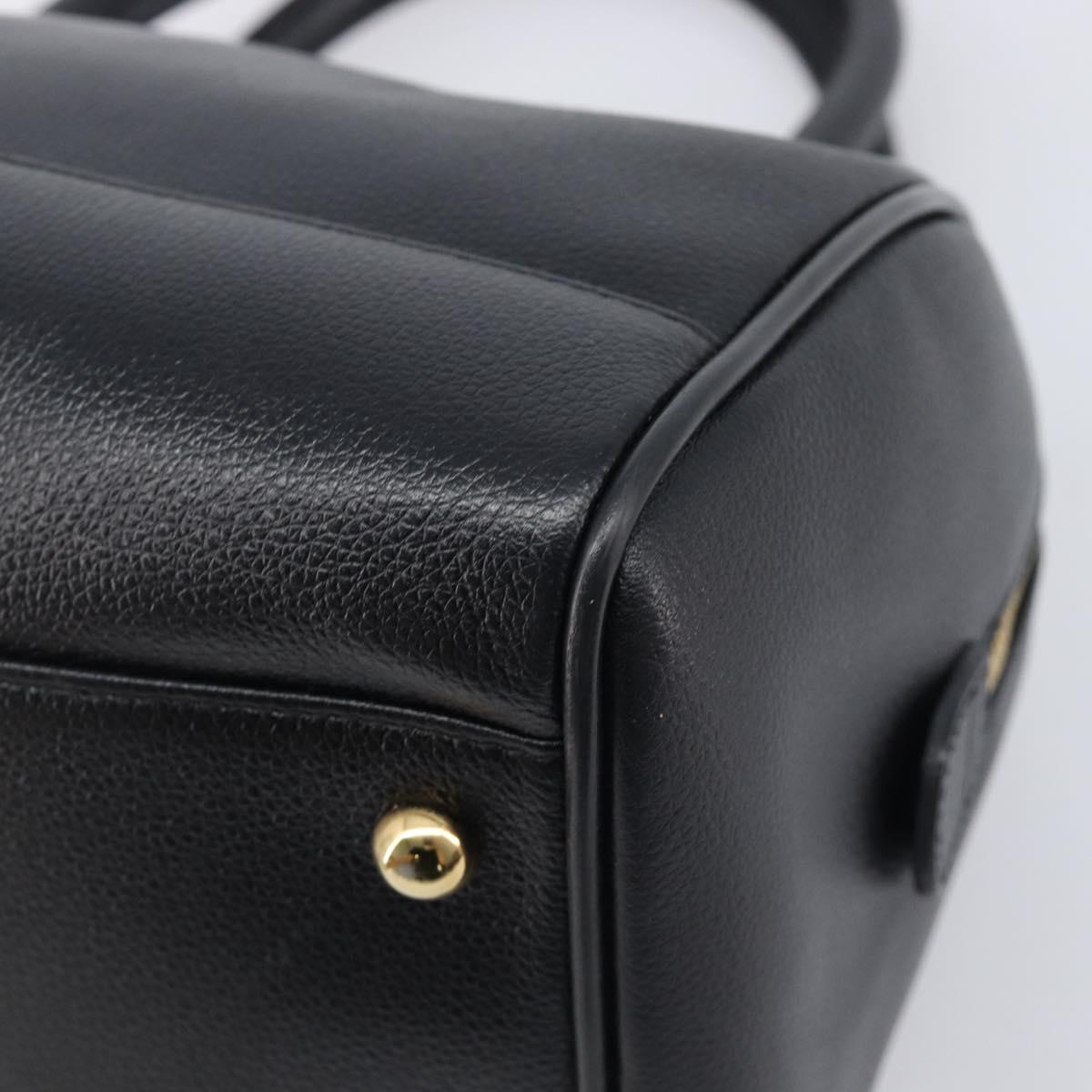 MCM Hand Bag Leather Black Gold Auth BA16736A