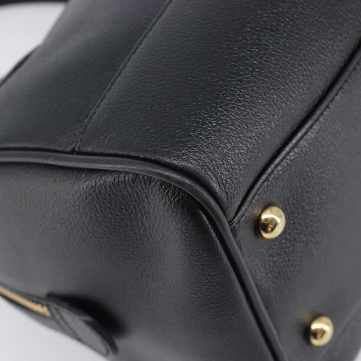 MCM Hand Bag Leather Black Gold Auth BA16736A
