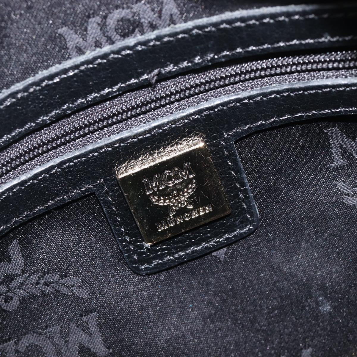 MCM Hand Bag Leather Black Gold Auth BA16736A