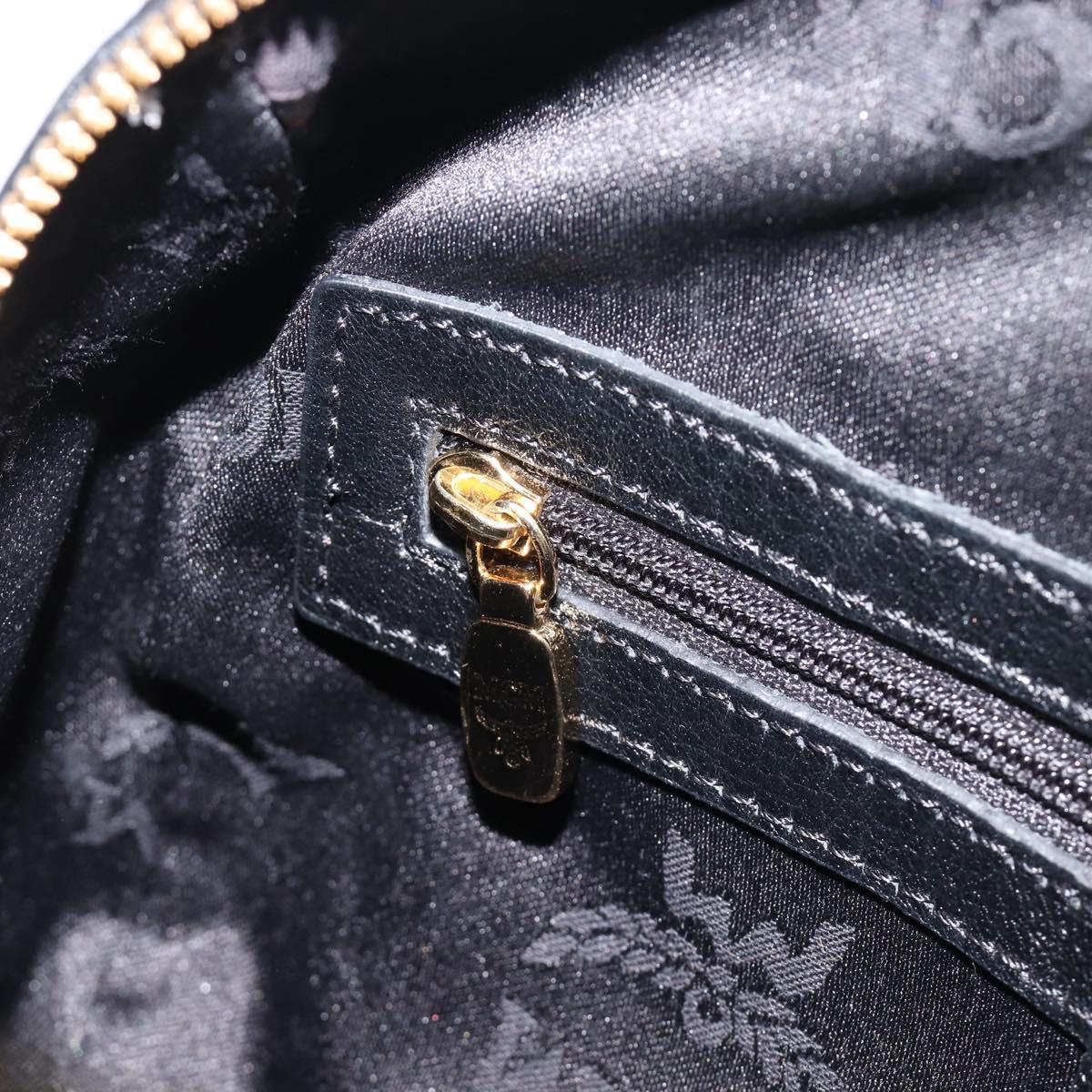 MCM Hand Bag Leather Black Gold Auth BA16736A