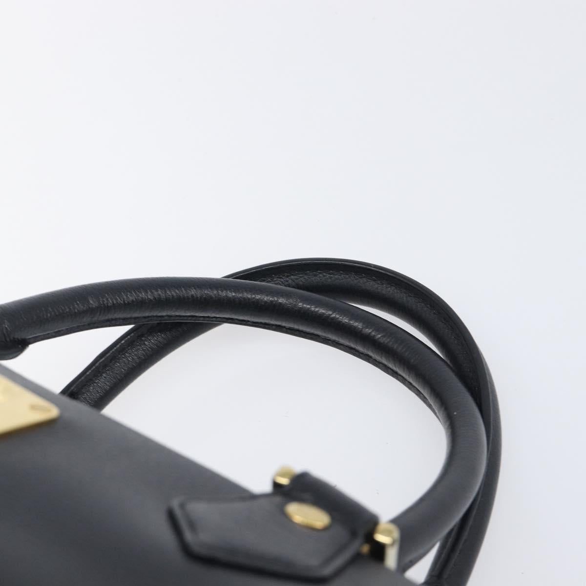 MCM Hand Bag Leather Black Gold Auth BA16736A