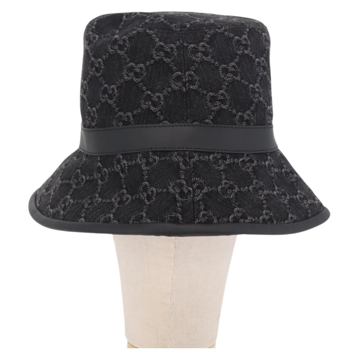 GUCCI GG Marmont Bucket Hat M Beige Gold 768647 Auth BA16737M